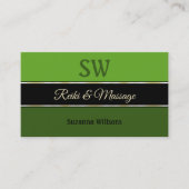 Carte De Visite Bornes vertes modernes sur le chic noir avec Monog (Devant)