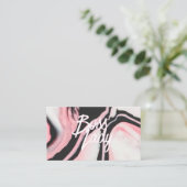 Carte De Visite Boss Lady rose noir marbre peint (Debout devant)