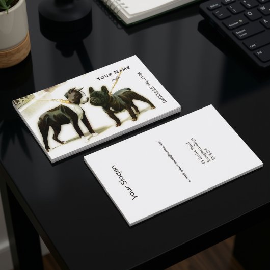 CARTE DE VISITE BOSTON TERRIER&BOULEDOGUE FRANÇAIS