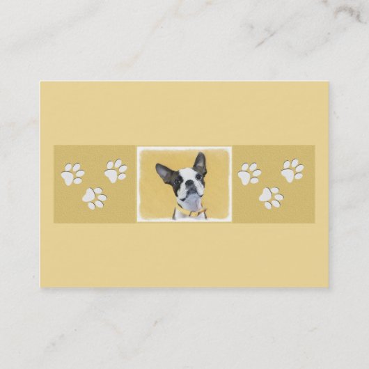 Carte De Visite Boston Terrier Peinture - Cute Original Chien Art (Dos)
