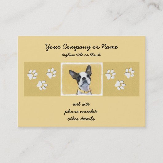 Carte De Visite Boston Terrier Peinture - Cute Original Chien Art (Devant)