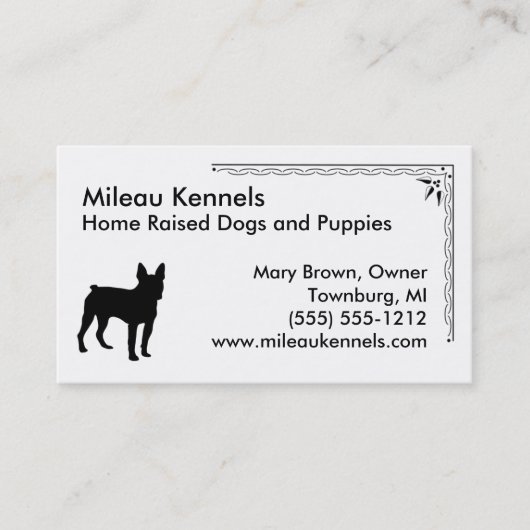 Carte De Visite Boston Terrier Silhouette (Devant)