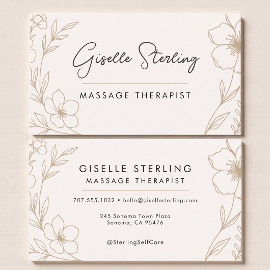 Carte De Visite Botanical Blush and Black Holistic Therapy