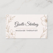 Carte De Visite Botanical Blush et Black Massage Therapist (Devant)