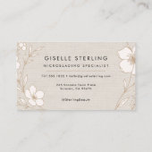 Carte De Visite Botanical Floral Linen Microblading Specialist (Dos)