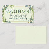 Carte De Visite Botanical Hard of Hearing Green Deafness (Devant / Derrière)