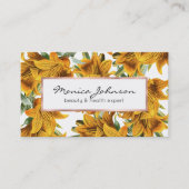 Carte De Visite Botanical rustic orange green lily trendy floral (Devant)