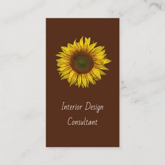 Carte De Visite Botanical Sunflower QR code Designer Rustic (Devant)