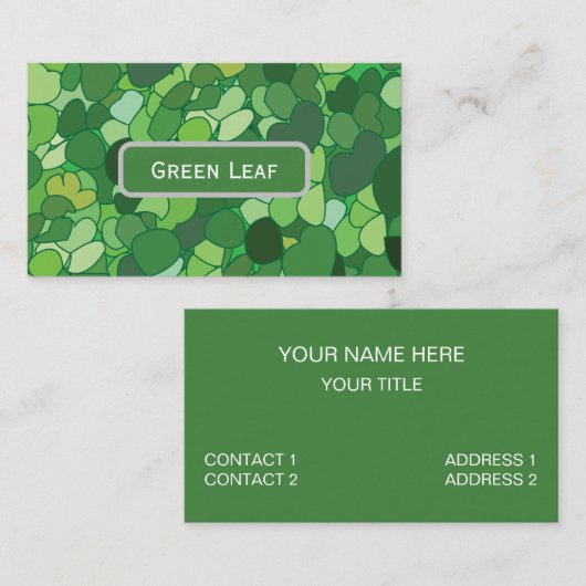 Carte De Visite Botanique à feuilles vertes (Devant / Derrière)