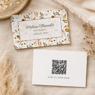 Carte De Visite Botanique bohème avec code QR