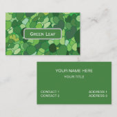 Carte De Visite Botanique Feuille Verte (Devant / Derrière)
