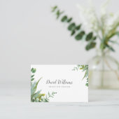 Carte De Visite Botanique feuilles vert aquarelle (Debout devant)