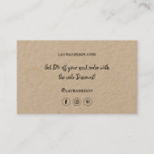 Carte De Visite Botanique Floral Kraft Logo Merci minimal Busi (Dos)