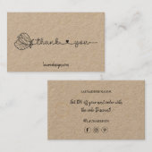 Carte De Visite Botanique Floral Kraft Logo Merci minimal Busi (Devant / Derrière)