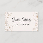 Carte De Visite Botanique Floral QR Code Blush Lash Technicien (Devant)