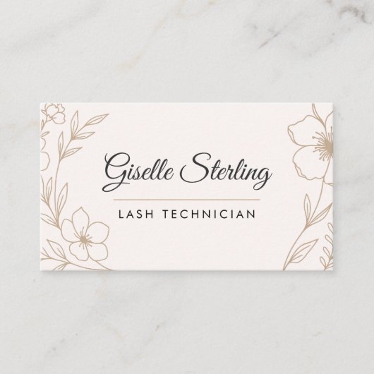 Carte De Visite Botanique Floral QR Code Blush Lash Technicien (Devant)