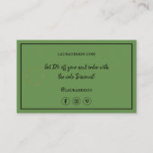 Carte De Visite Botanique Floral Vert Logo Typographie Merci (Dos)