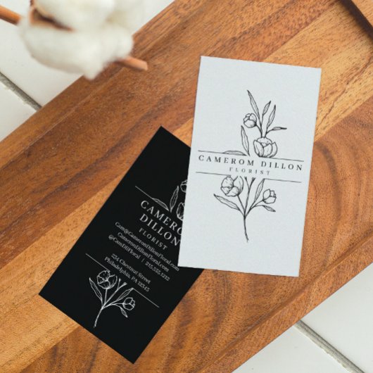 Carte de visite botanique Floriste dessiné à la ma