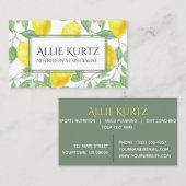 Carte De Visite Botanique frais de feuille vert jaune de citrons (Devant / Derrière)