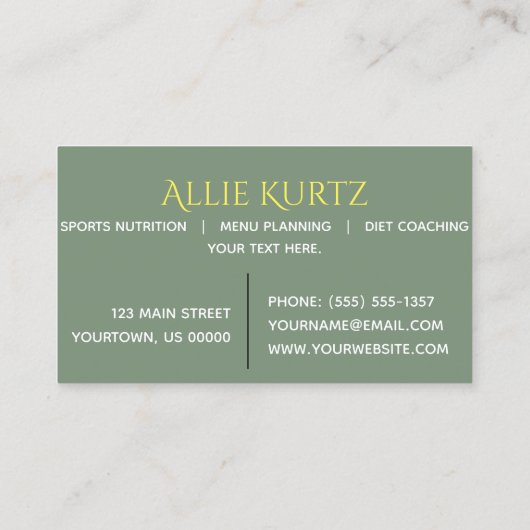 Carte De Visite Botanique frais de feuille vert jaune de citrons (Dos)