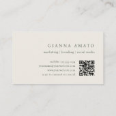 Carte De Visite Botanique minimaliste verte et crème (Dos)