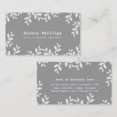Carte de visite botanique moderne gris et feuilles (Devant / Derrière)