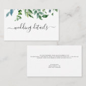 Carte De Visite Botanique Verdure Foliage Mariage d'aquarelle (Devant / Derrière)