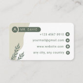 Carte de visite botanique verte minimaliste (Dos)