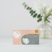 Carte De Visite Botaniques Abstraits | Feuille tropicale moderne (Debout devant)