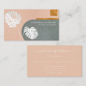 Carte De Visite Botaniques Abstraits | Feuille tropicale moderne (Devant / Derrière)