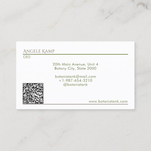 Carte de visite botaniste feuille (Dos)