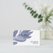 Carte De Visite Botaniste Feuille moderne bleu et blanc (Debout devant)