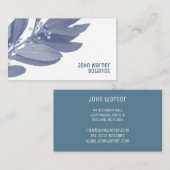 Carte De Visite Botaniste Feuille moderne bleu et blanc (Devant / Derrière)