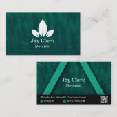 Carte De Visite Botaniste moderne professionnel vert & blanc (Devant / Derrière)