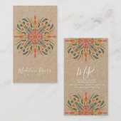 Carte De Visite Botany Florist Green Mandala Designer Kraft (Devant / Derrière)