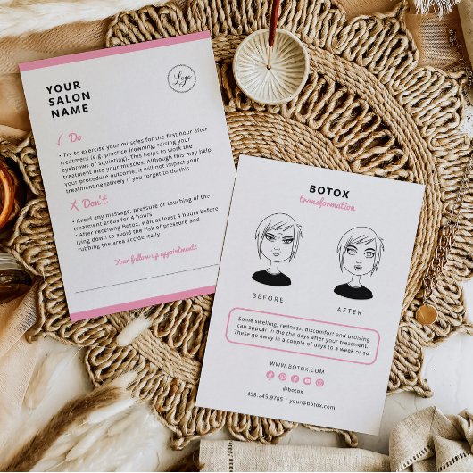 Carte De Visite Botox Instructions pour les soins postérieurs au s