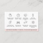 Carte De Visite Botox Lip Filler instructions Editable Aftercare  (Dos)