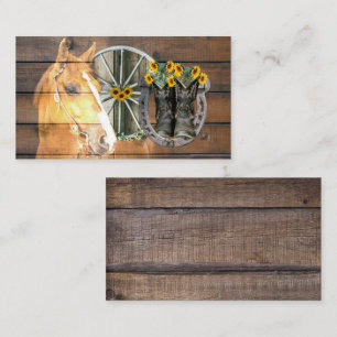 Carte De Visite Bottes de cow-boy de la roue Western Horse Wagon