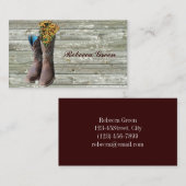 Carte De Visite bottes de cowboy à fleurs mariage campagnard occid (Devant / Derrière)