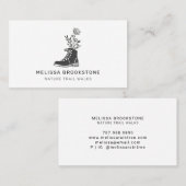 Carte De Visite Bottes De Randonnées Illustrées Avec Fleurs (Devant / Derrière)