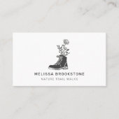 Carte De Visite Bottes De Randonnées Illustrées Avec Fleurs (Devant)