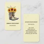 Carte De Visite Bottes rustiques Cowboy avec tournesol (Devant / Derrière)