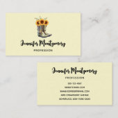 Carte De Visite Bottes rustiques Cowboy avec tournesol (Devant / Derrière)