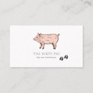 Carte de visite boucher porc croquis vintage