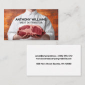 Carte De Visite Boucher tenant la viande coupée | Planche à découp (Devant / Derrière)