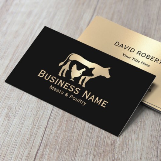 Carte De Visite Boucher Viandes et volaille Marché Or moderne