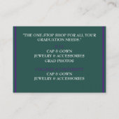 Carte De Visite Bouchon de graduation Turquoise vert et violet (Dos)