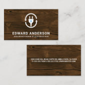 Carte De Visite Bouchon électrique | Arrière - plan de bois (Devant / Derrière)