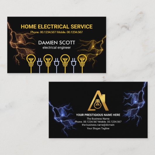 Carte De Visite Boucle d'alimentation en bulbe Motif Lightning Fla (Devant / Derrière)