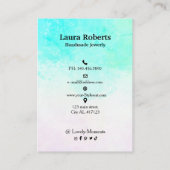Carte De Visite Boucle d'oreille en clou aquarelle bleu aqua abstr (Dos)